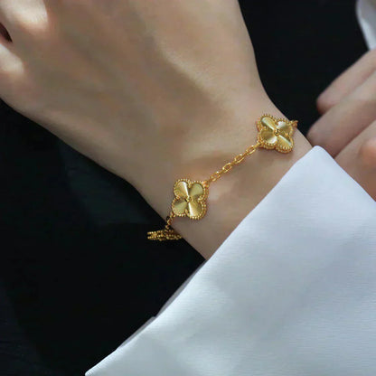 [baslovejewels]CLOVER 5 FLOWERS LASER BRACELET