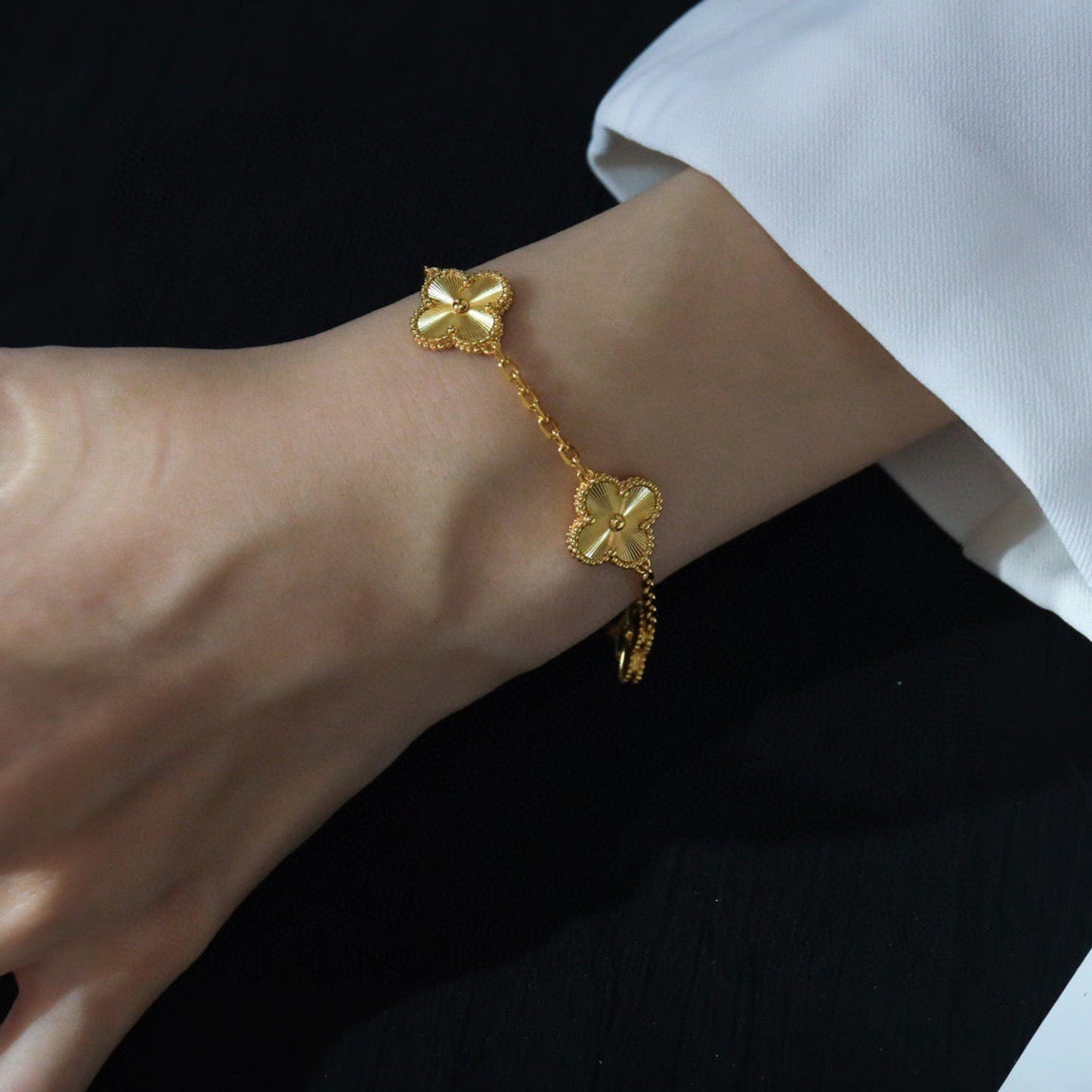 [baslovejewels]CLOVER 5 FLOWERS LASER BRACELET