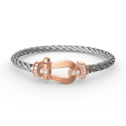[baslovejewels]FORCE LARGE HORSESHOE HALF DIAMOND BRACELET ROSE GOLD