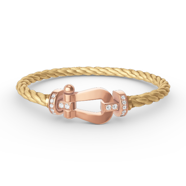 [baslovejewels]FORCE LARGE HORSESHOE HALF DIAMOND BRACELET ROSE GOLD