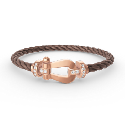 [baslovejewels]FORCE LARGE HORSESHOE HALF DIAMOND BRACELET ROSE GOLD