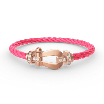 [baslovejewels]FORCE LARGE HORSESHOE HALF DIAMOND BRACELET ROSE GOLD