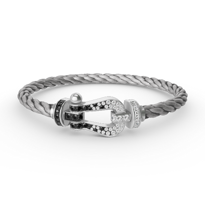 [baslovejewels]FORCE LARGE HORSESHOE BLACK WHITE DIAMOND BRACELET SILVER