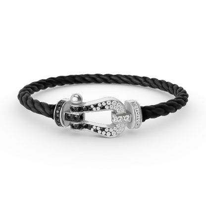 [baslovejewels]FORCE LARGE HORSESHOE BLACK WHITE DIAMOND BRACELET SILVER