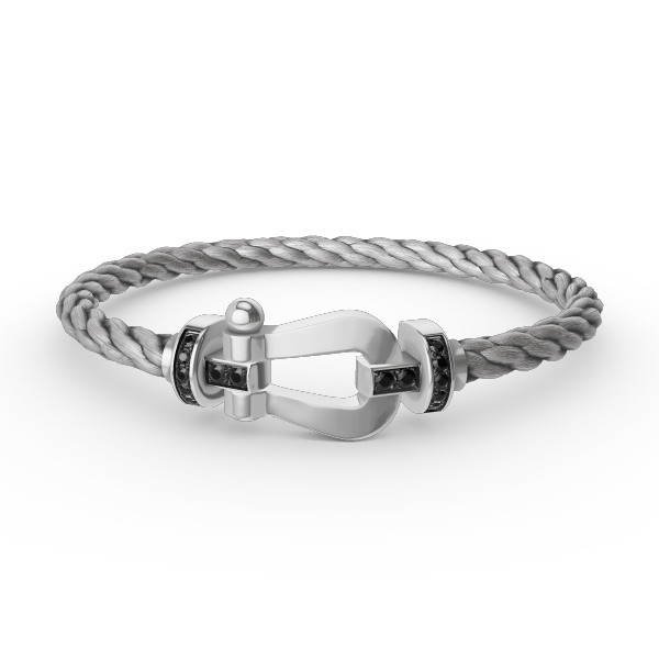 [baslovejewels]FORCE LARGE HORSESHOE BLACK DIAMOND BRACELET SILVER