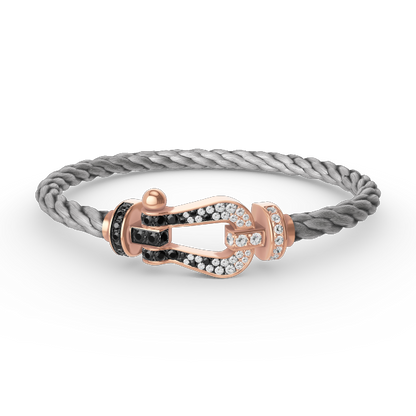 [baslovejewels]FORCE LARGE HORSESHOE BLACK WHITE DIAMOND BRACELET ROSE GOLD