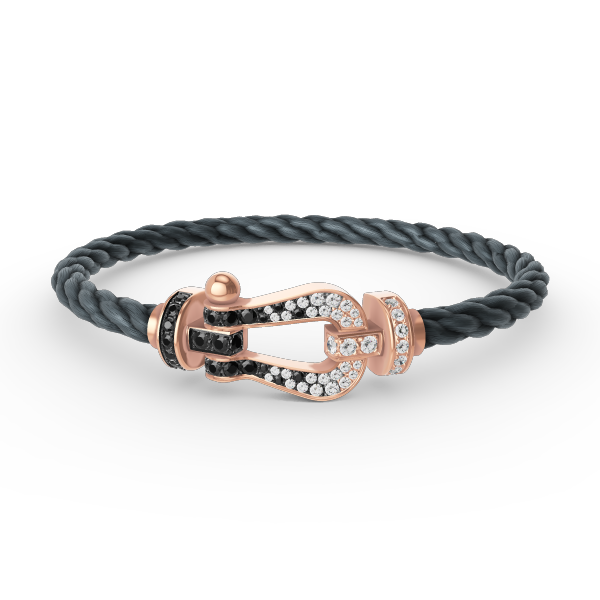 [baslovejewels]FORCE LARGE HORSESHOE BLACK WHITE DIAMOND BRACELET ROSE GOLD