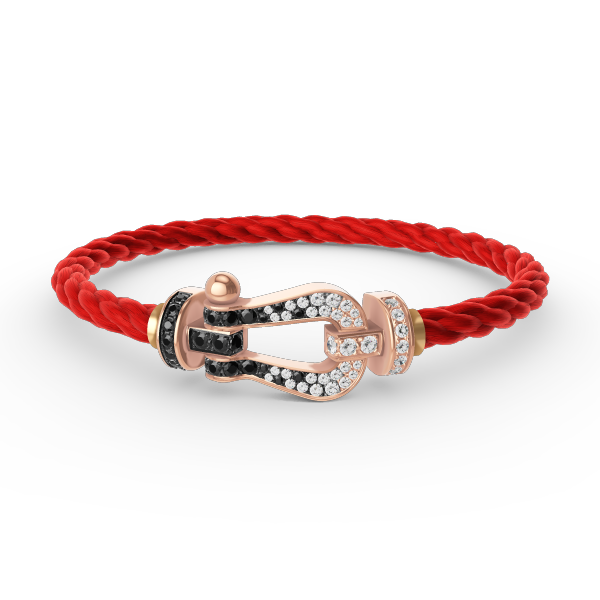 [baslovejewels]FORCE LARGE HORSESHOE BLACK WHITE DIAMOND BRACELET ROSE GOLD