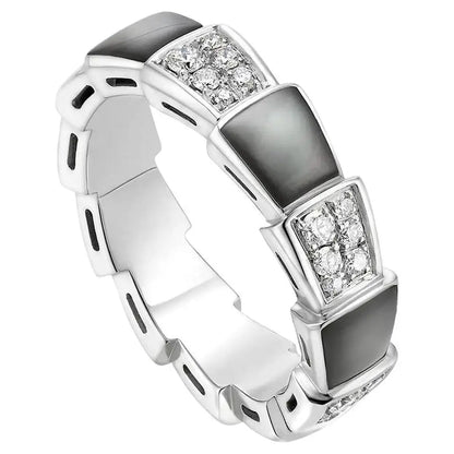 [baslovejewels]SERPENTI RING SILVER DIAMOND BLACK MOP 4MM