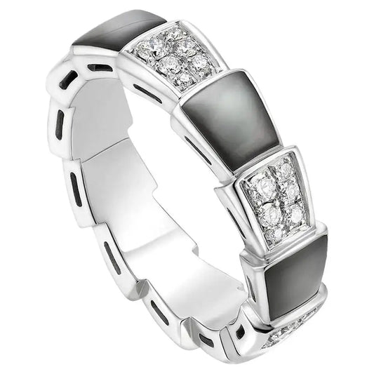 [baslovejewels]SERPENTI RING SILVER DIAMOND BLACK MOP 4MM