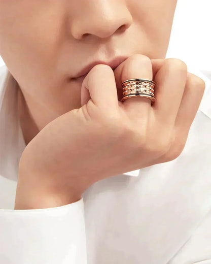 [baslovejewels]ZERO 1 ROCK BLACK CERAMIC PINK GOLD LARGE MODEL