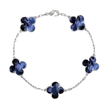 [baslovejewels]CLOVER 5 MOTIF PIETERSITE SILVER BRACELET