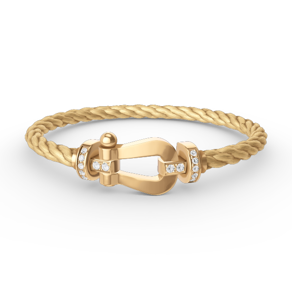 [baslovejewels]FORCE LARGE HORSESHOE HALF DIAMOND BRACELET GOLD