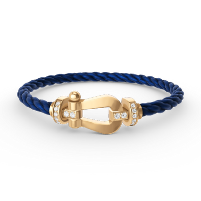 [baslovejewels]FORCE LARGE HORSESHOE HALF DIAMOND BRACELET GOLD