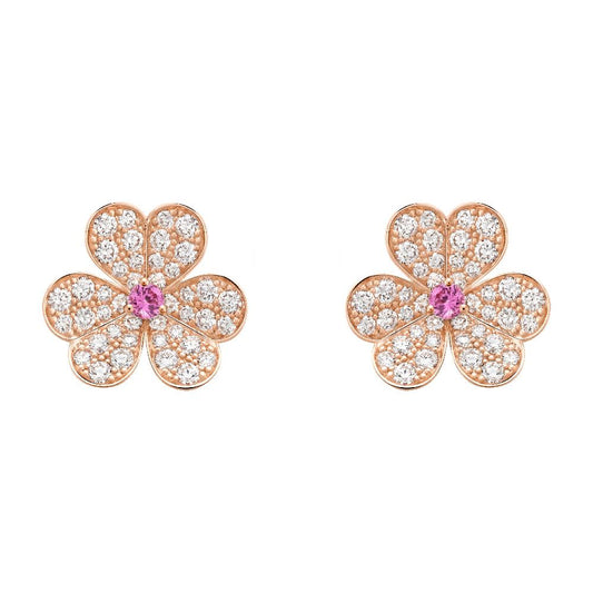 [basloveJW]FRIVOLE PINK GOLD FLOWER DIAMOND EARRINGS