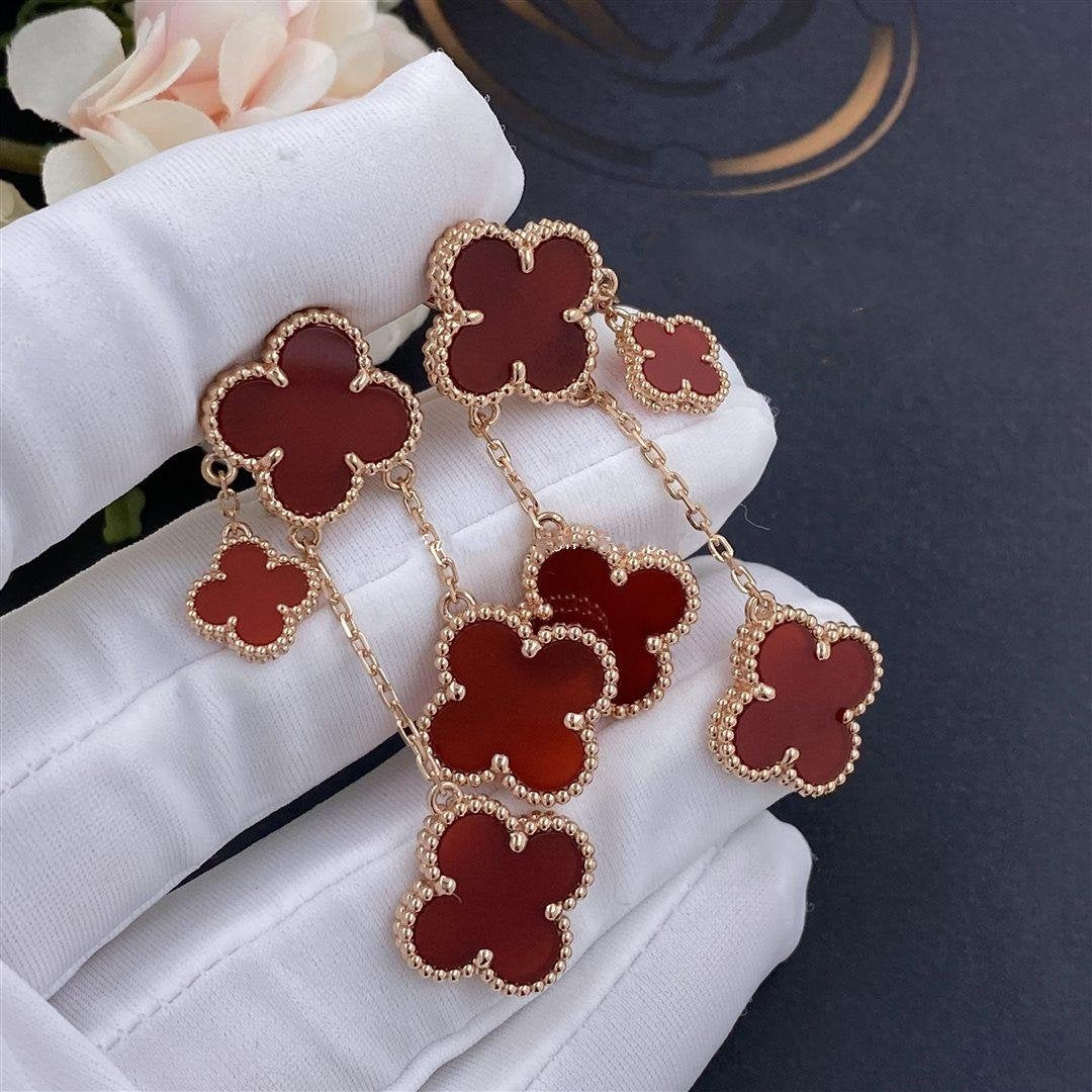 [basloveJW]CLOVER EARRINGS CARNELIAN 4 MOTIFS PINK GOLD