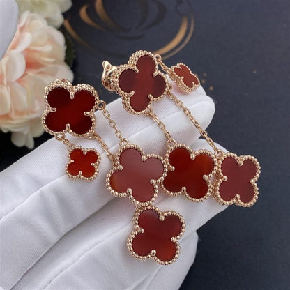 [basloveJW]CLOVER EARRINGS CARNELIAN 4 MOTIFS PINK GOLD