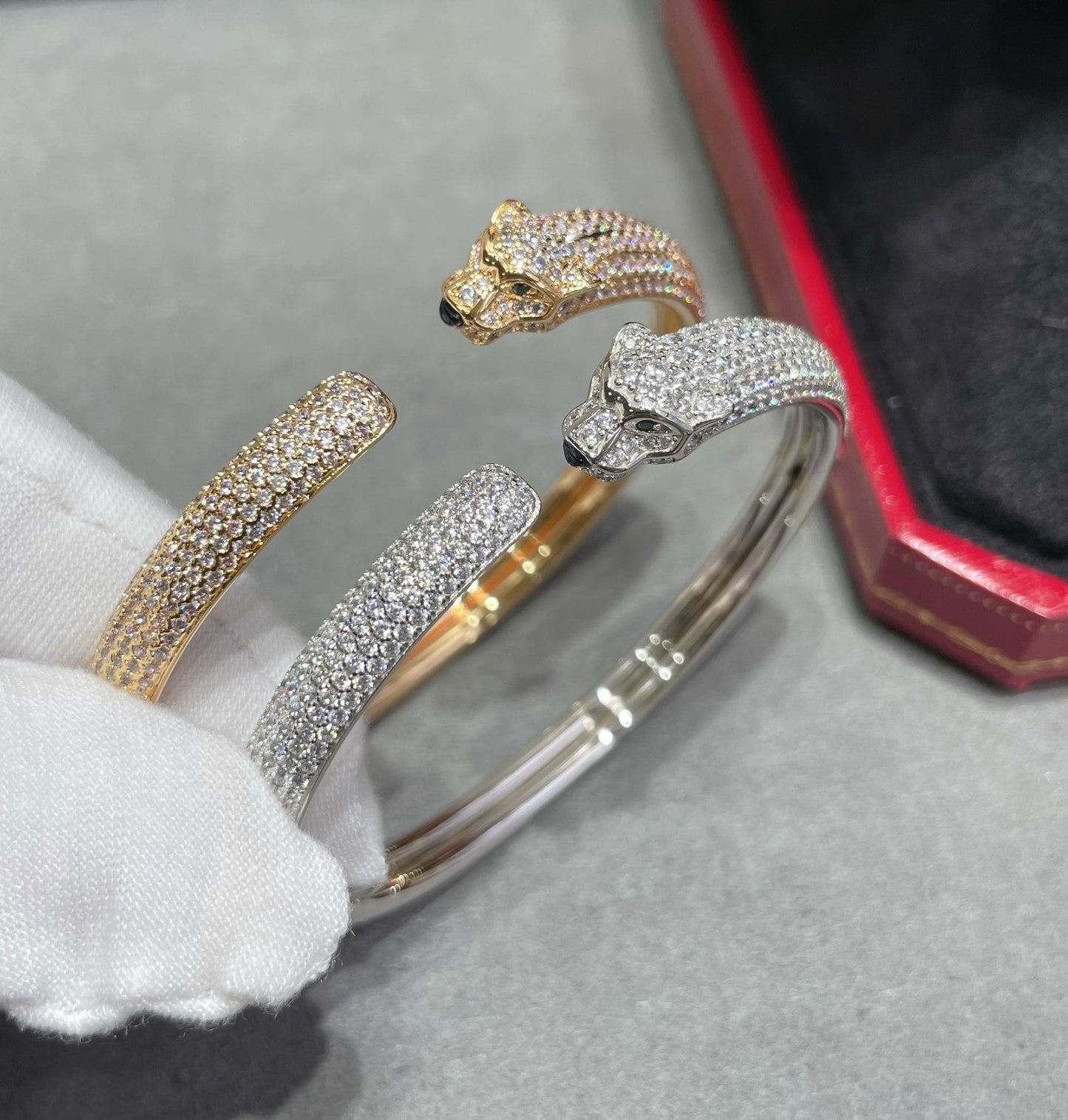 [baslovejewels]PANTHERE FULL DIAMOND OPEN BRACELET