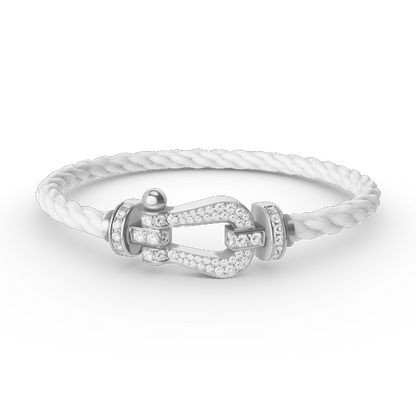 [baslovejewels]FORCE LARGE HORSESHOE FULL DIAMOND BRACELET SILVER